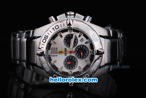 Ferrari Working Chronograph Quartz Movement with White Dial and SSband - Click Image to Close